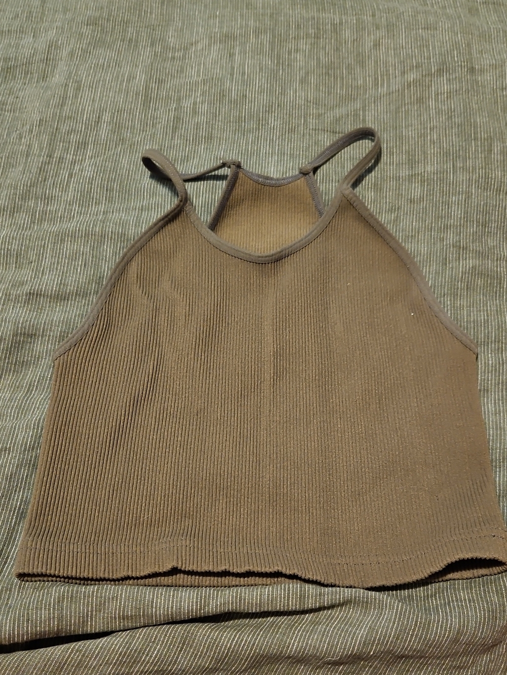 FP Movement Ribbed Halter Crop Tank Top - Army Green